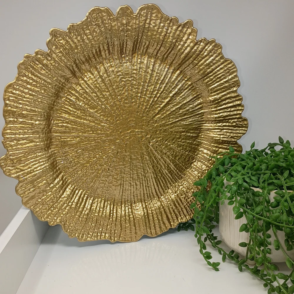 Gold Textured Decorative Charger Plates
